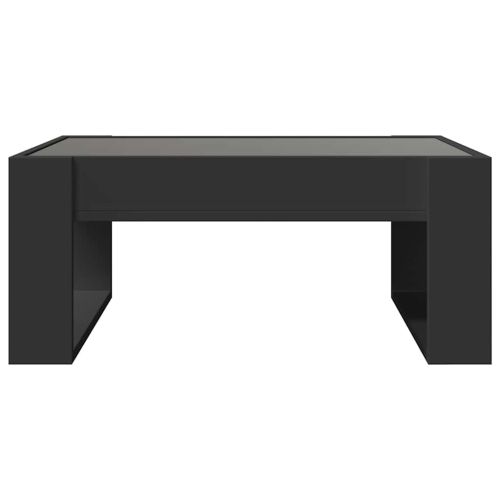 Маса за кафе с Infinity LED, черна, 70x53x30 см