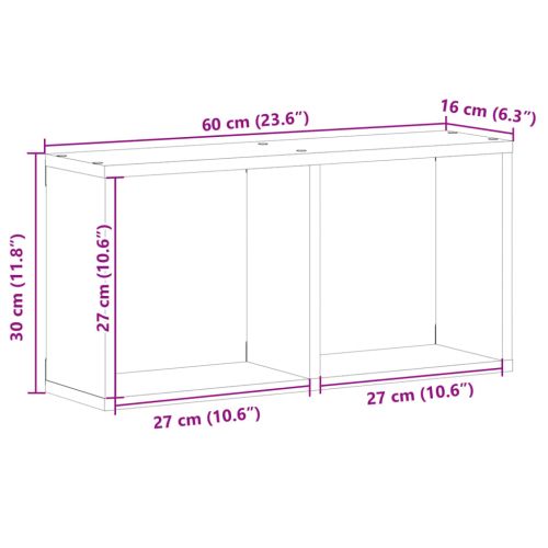 Стенен шкаф, 60x16x30 см, черен, инженерно дърво