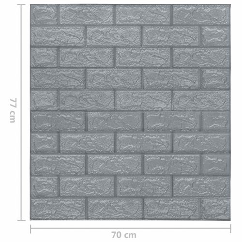 3D тапети Тухли, самозалепващи се, 20 бр, антрацит