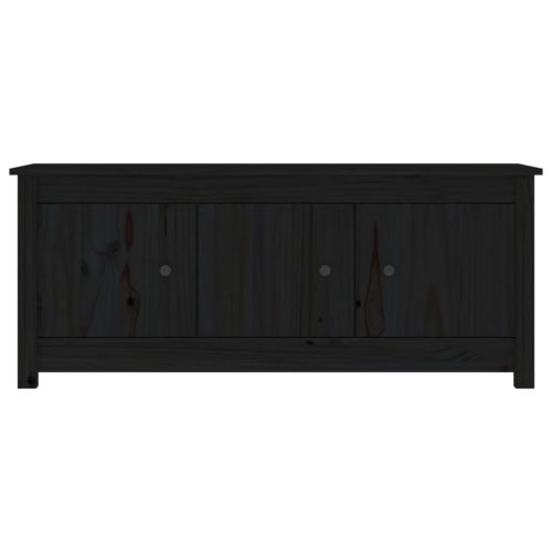 Шкаф за обувки, черен, 110x38x45,5 см, бор масив