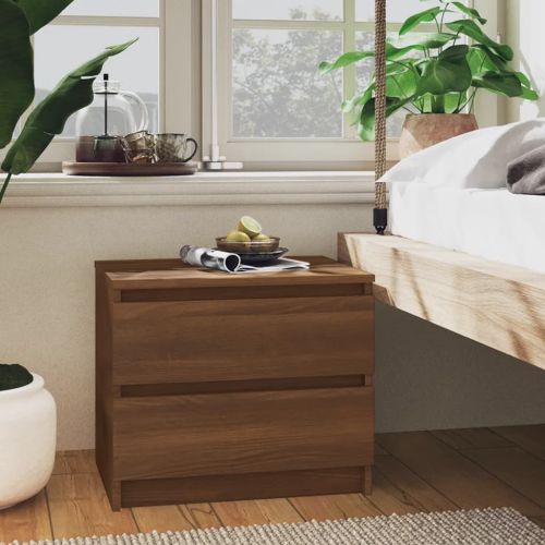 Нощни шкафчета 2 бр кафяв дъб 50x39x43,5 см инженерно дърво