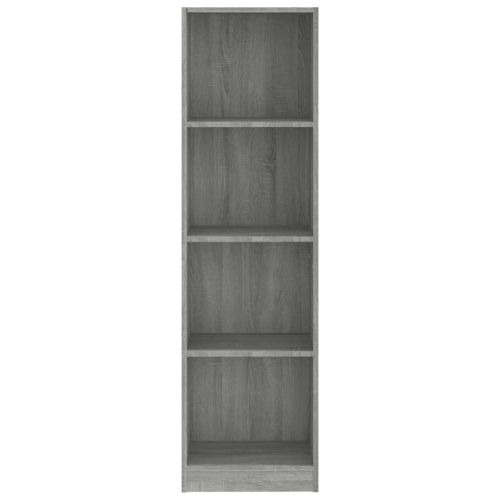 Библиотека на 4 нива, сив сонома, 40x24x143 см, инженерно дърво