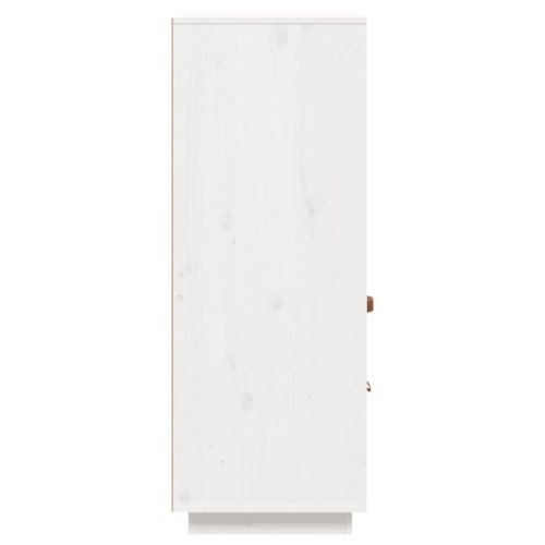 Висок шкаф, бял, 100x40x108,5 см, борово дърво масив