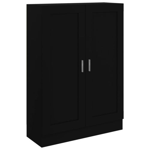Шкаф за книги, черен, 82,5x30,5x115 см, инженерно дърво
