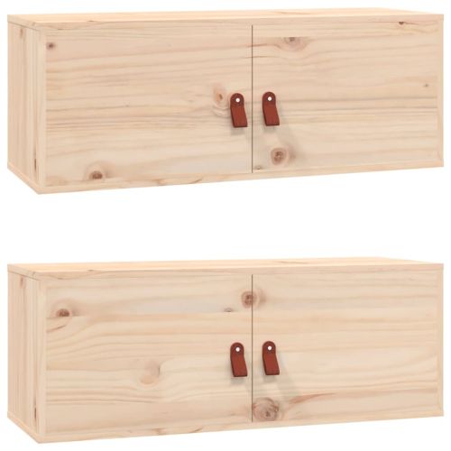 Стенни шкафове, 2 бр, 80x30x30 см, бор масив