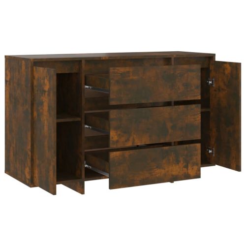 Бюфет с 3 чекмеджета, опушен дъб, 120x41x75 см, инженерно дърво