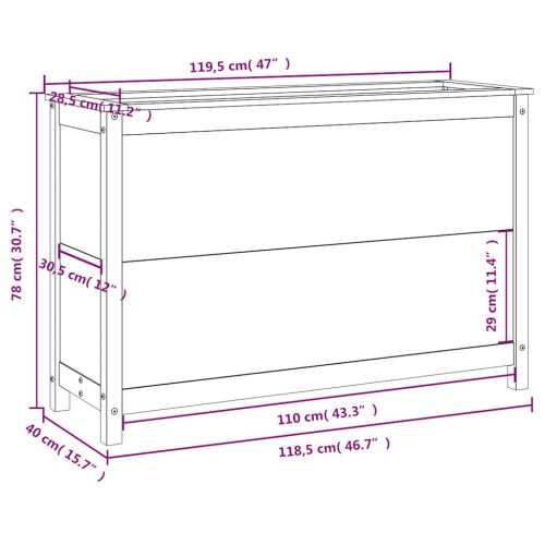 Градинско повдигнато легло, 119,5x40x78 см, бор масив