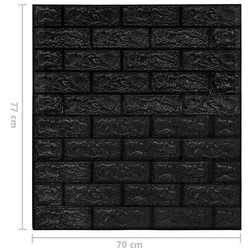 3D тапети Тухли, самозалепващи се, 20 бр, черни