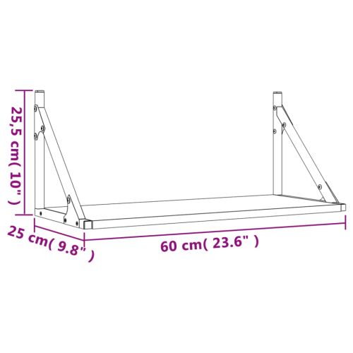 Стенни рафтове 2 бр опушен дъб 60x25x25,5 см инженерно дърво