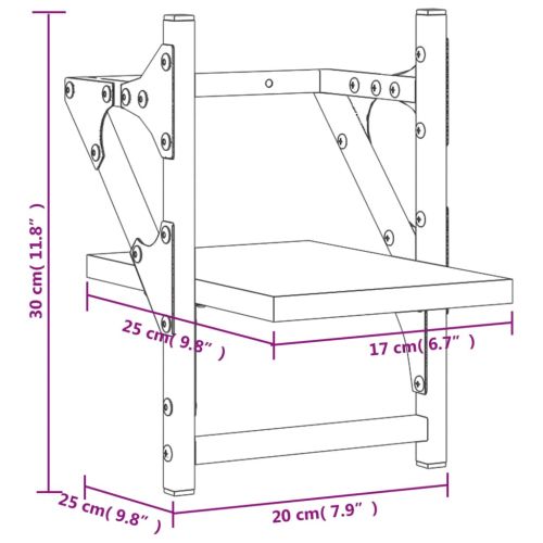 Стенни рафтове с пръти 2 бр кафяв дъб 20x25x30 см