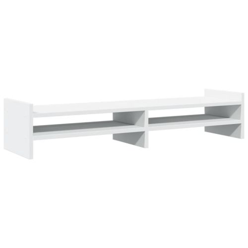 Поставка за монитор, бяла, 100x27x20 см, инженерно дърво