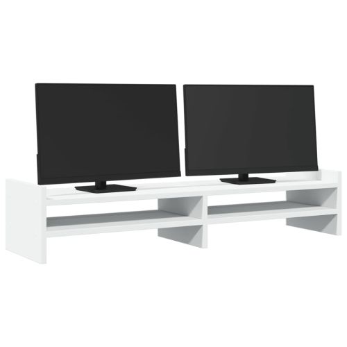 Поставка за монитор, бяла, 100x27x20 см, инженерно дърво