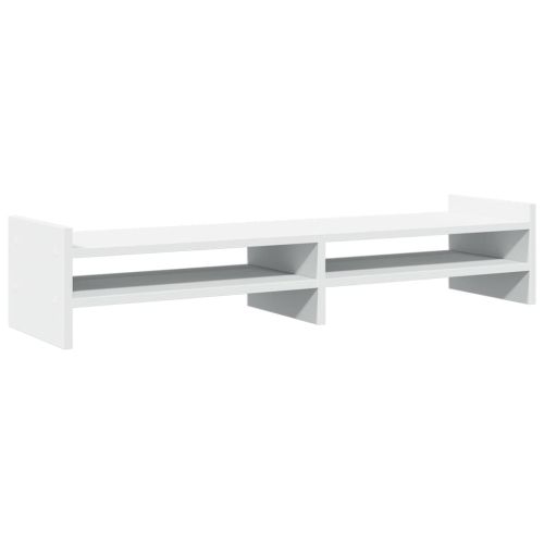 Поставка за монитор, бяла, 100x27x20 см, инженерно дърво