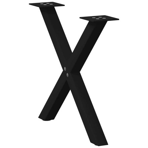 Крака за масичка за кафе, X-образни, 2 бр., черни, 60 x (42-43) см, стомана
