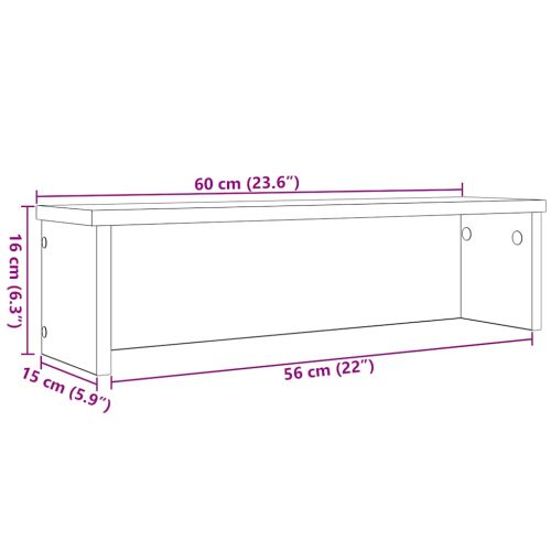 Кухненски стелажи, подреждащи се 2 бр. опушен дъб 60x15x16 см
