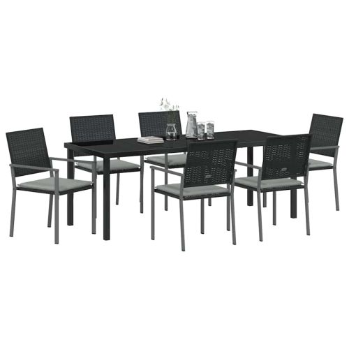 Комплект за хранене в градината 7 pcs Черен и Светло Сив