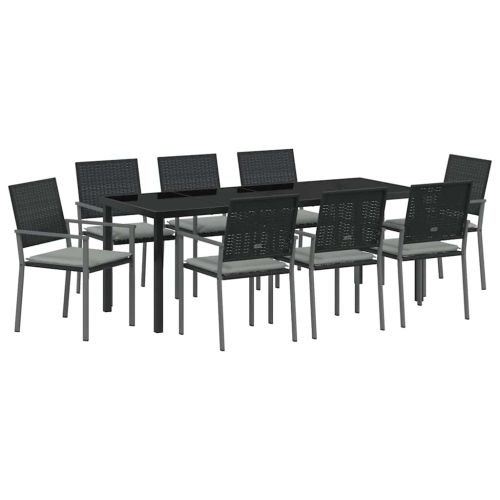 Комплект за хранене в градината 9 pcs Черен и Светло Сив