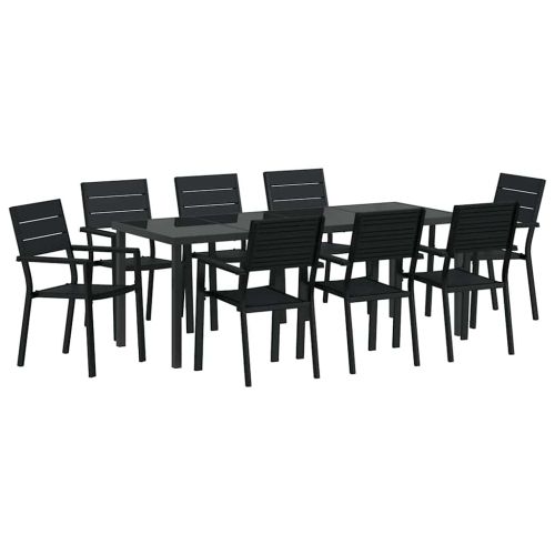 Комплект за хранене в градината 9 pcs Черно