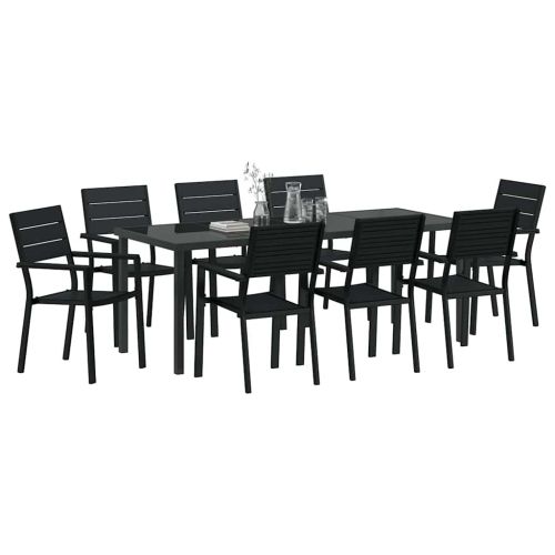 Комплект за хранене в градината 9 pcs Черно