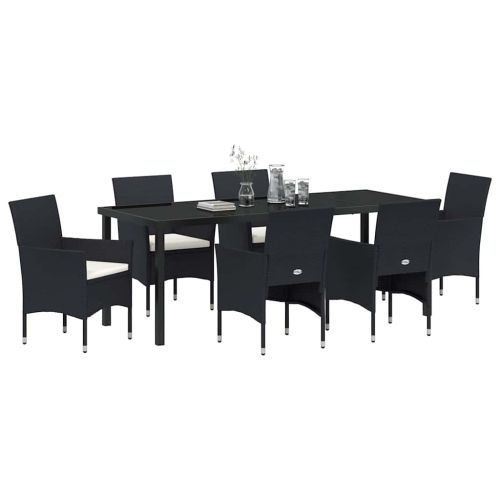 Комплект за хранене в градината 7 pcs Черно полиратан