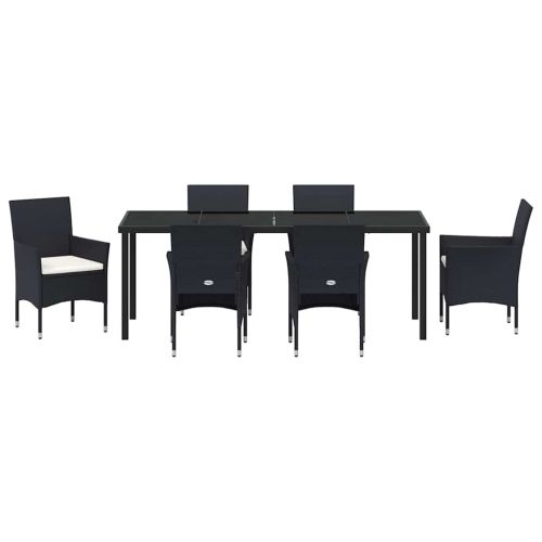 Комплект за хранене в градината 7 pcs Черно полиратан
