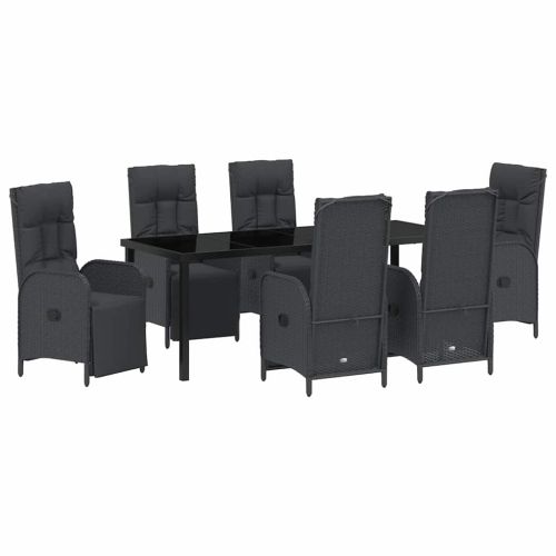 Комплект за хранене в градината 7 pcs Черно полиратан
