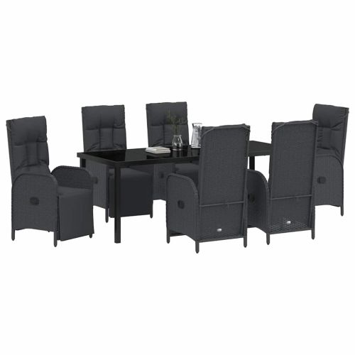 Комплект за хранене в градината 7 pcs Черно полиратан