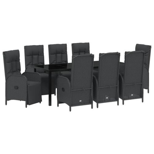 Комплект за хранене в градината 9 pcs Черно полиратан