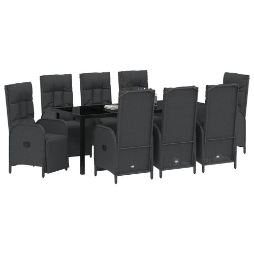 Комплект за хранене в градината 9 pcs Черно полиратан