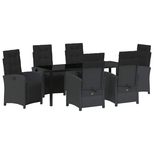 Комплект за хранене в градината 7 pcs Черно полиратан