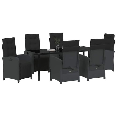 Комплект за хранене в градината 7 pcs Черно полиратан
