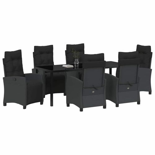 Комплект за хранене в градината 7 pcs Черно полиратан