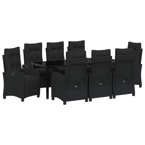 Комплект за хранене в градината 9 pcs Черно полиратан