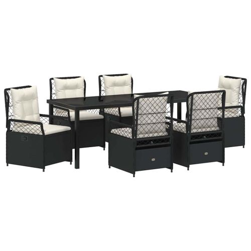 Комплект за хранене в градината 7 pcs Черно полиратан