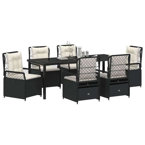 Комплект за хранене в градината 7 pcs Черно полиратан