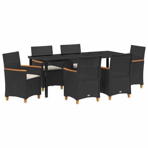 Комплект за хранене в градината 7 pcs Черно полиратан