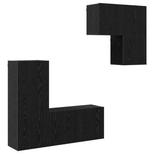ТВ шкаф Монтиране на стена 4 pcs Черния дъб Инженерно дърво