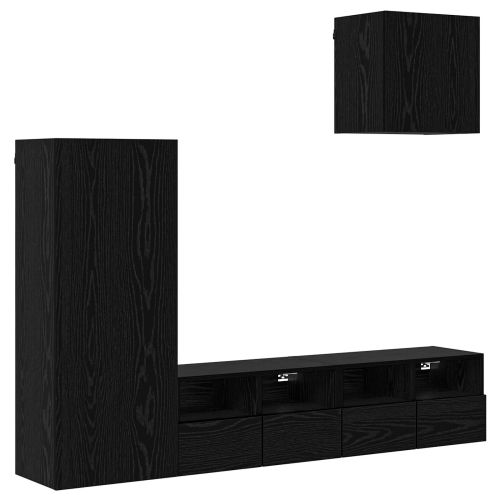 Стойки за телевизор 4 pcs Черния дъб Инженерно дърво