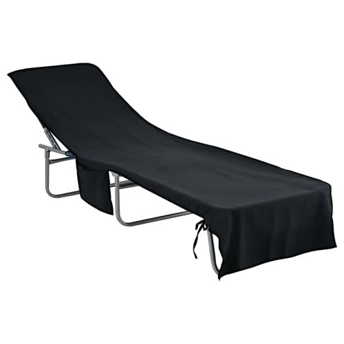Кърпи за шезлонг 2 pcs Черно 210 x 75 cm Полиестер и полиамид