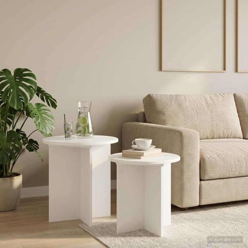 Комплект помощни маси 2 pcs Бяло Инженерен дървен материал
