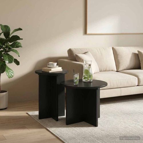 Комплект помощни маси 2 pcs Черен дъб Инженерна дървесина