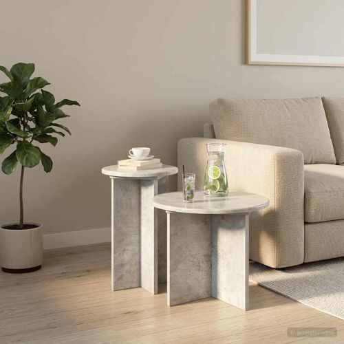 Комплект помощни маси 2 pcs Бетонно сиво Инженерна дървесина
