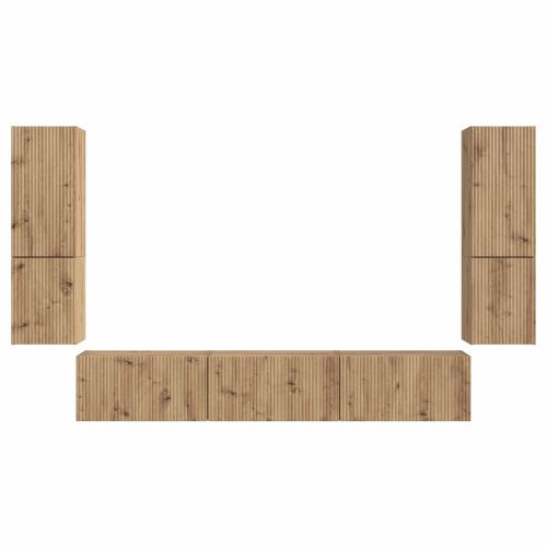 Комплект ТВ шкаф 4 pcs Дъб Инженерно дърво