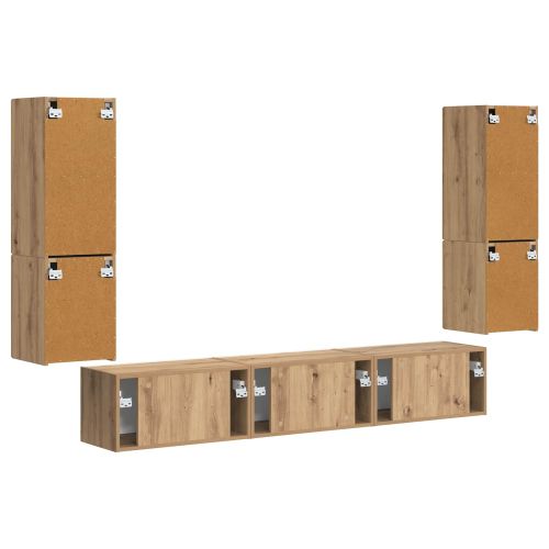 Комплект ТВ шкаф 4 pcs Дъб Инженерно дърво
