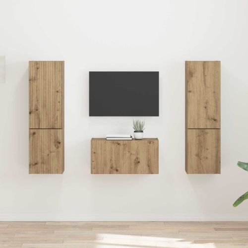 Комплект ТВ шкаф 5 pcs Дъб Инженерно дърво