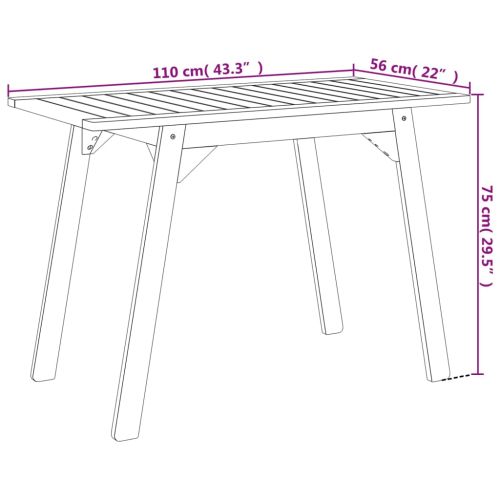 Градинска трапезна маса 110x56x75 см масивна акация