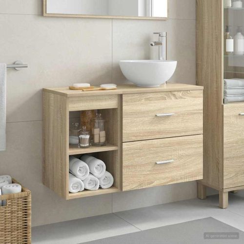Комплект мебели за баня 2 pcs Дъб сонома Инженерна дървесина