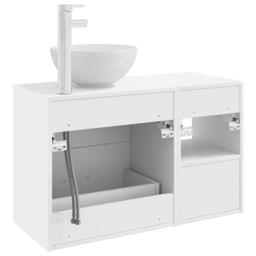 Комплект мебели за баня 2 pcs Бяло Инженерна дървесина