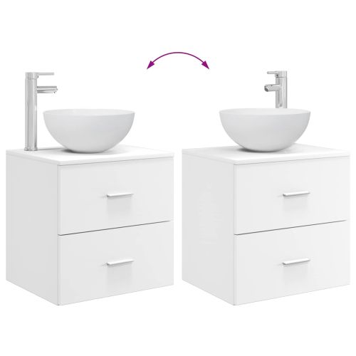 Комплект мебели за баня 2 pcs Бяло Инженерна дървесина