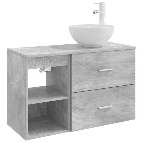 Комплект мебели за баня 2 pcs Бетонно сиво Инженерна дървесина